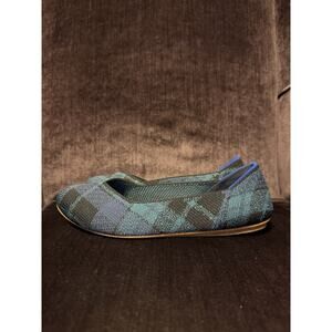 Rothys round toe size 8.5 forest green plaid woman flat shoes